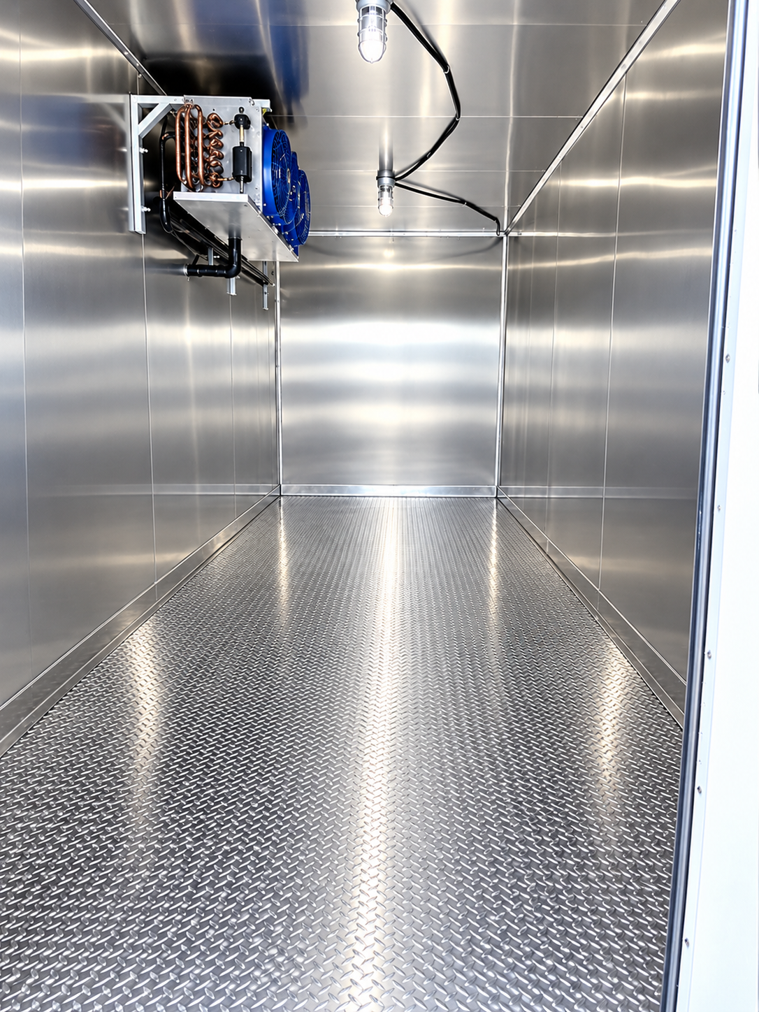 Cooling system inside a 20 ft refrigerated trailer